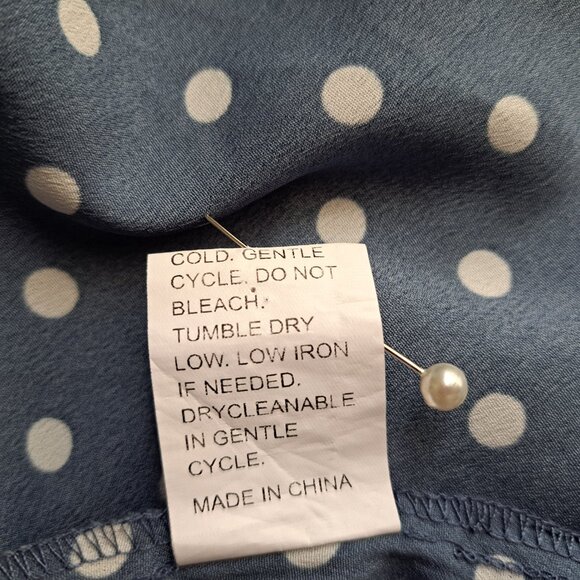 Women Tunic Dress Polka Dots Blue/White Color Only Measurements - Picture 7 of 9